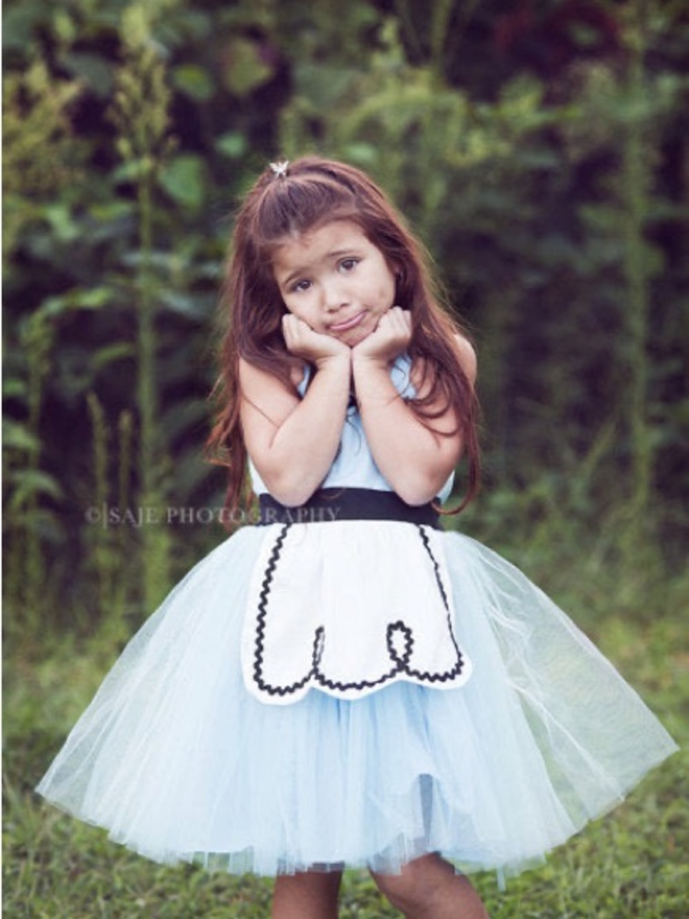 Alice in Wonderland Girls Costume Dress 6/6X Blue Tutu Halloween Handmade